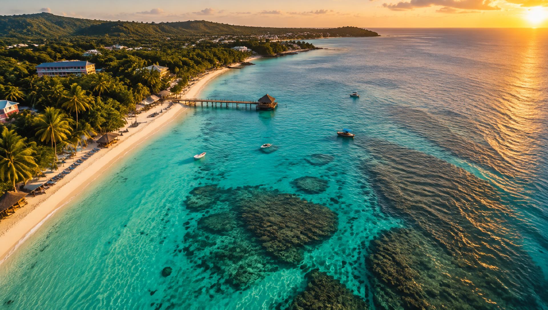 Vista aérea de West Bay, Roatán